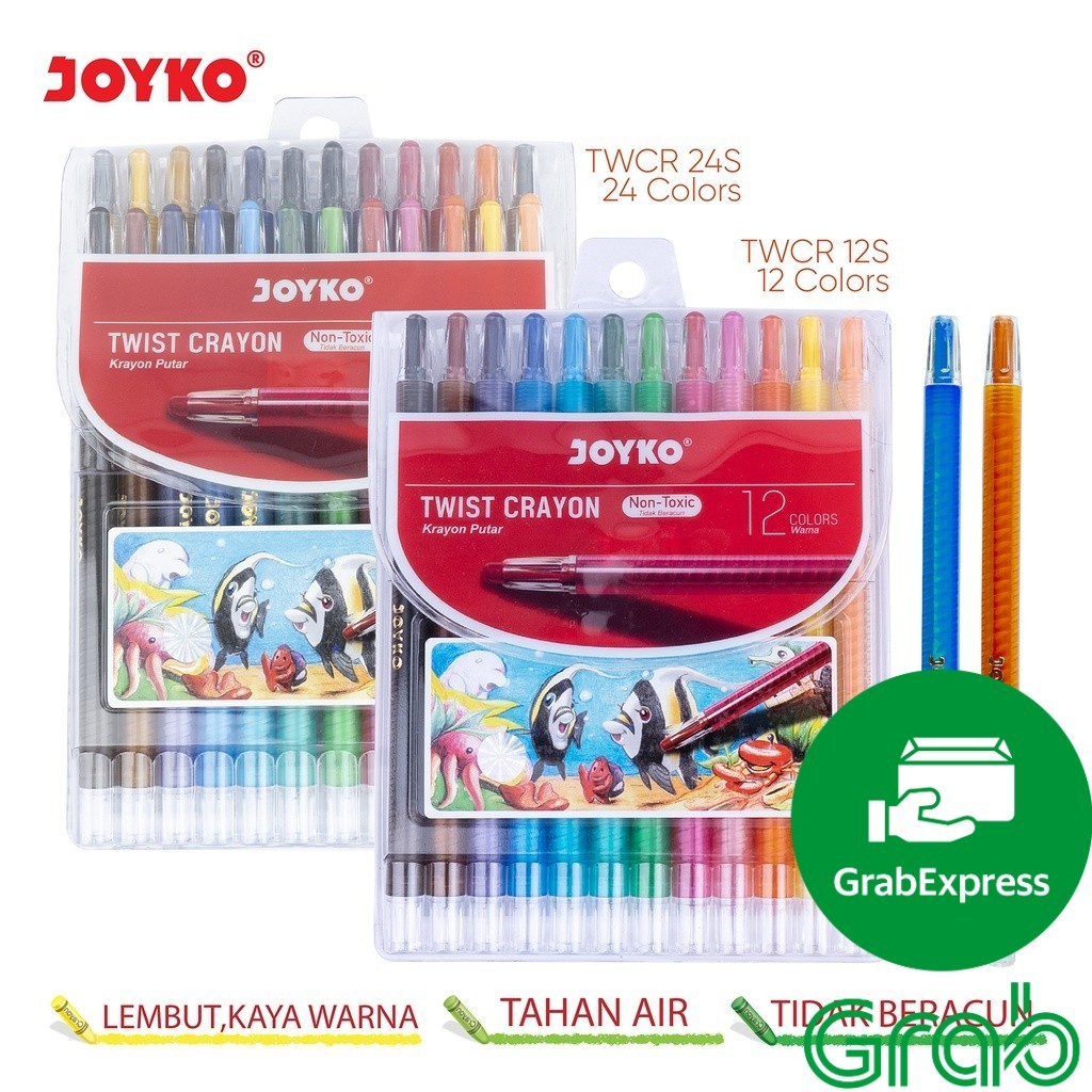 

Twist Crayon Merk Joyko TWCR-12S murah Krayon Putar 12 Warna