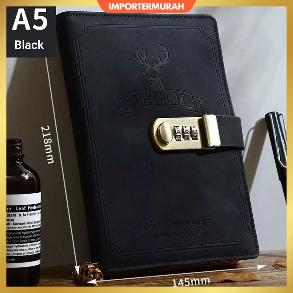 

TODDI Buku Jurnal Leather Notebook Diary 80GSM 265 Halaman with Lock - TD-A5