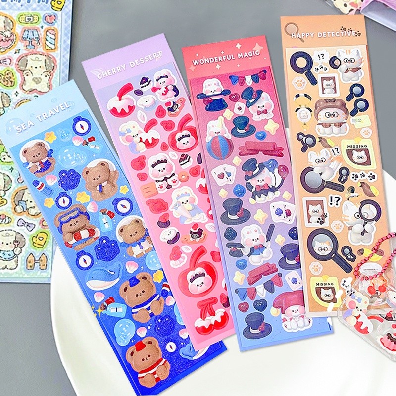 

Kreatif 3D Kartun Seri Pet Glitter Siswa Scrapbook Deco DIY