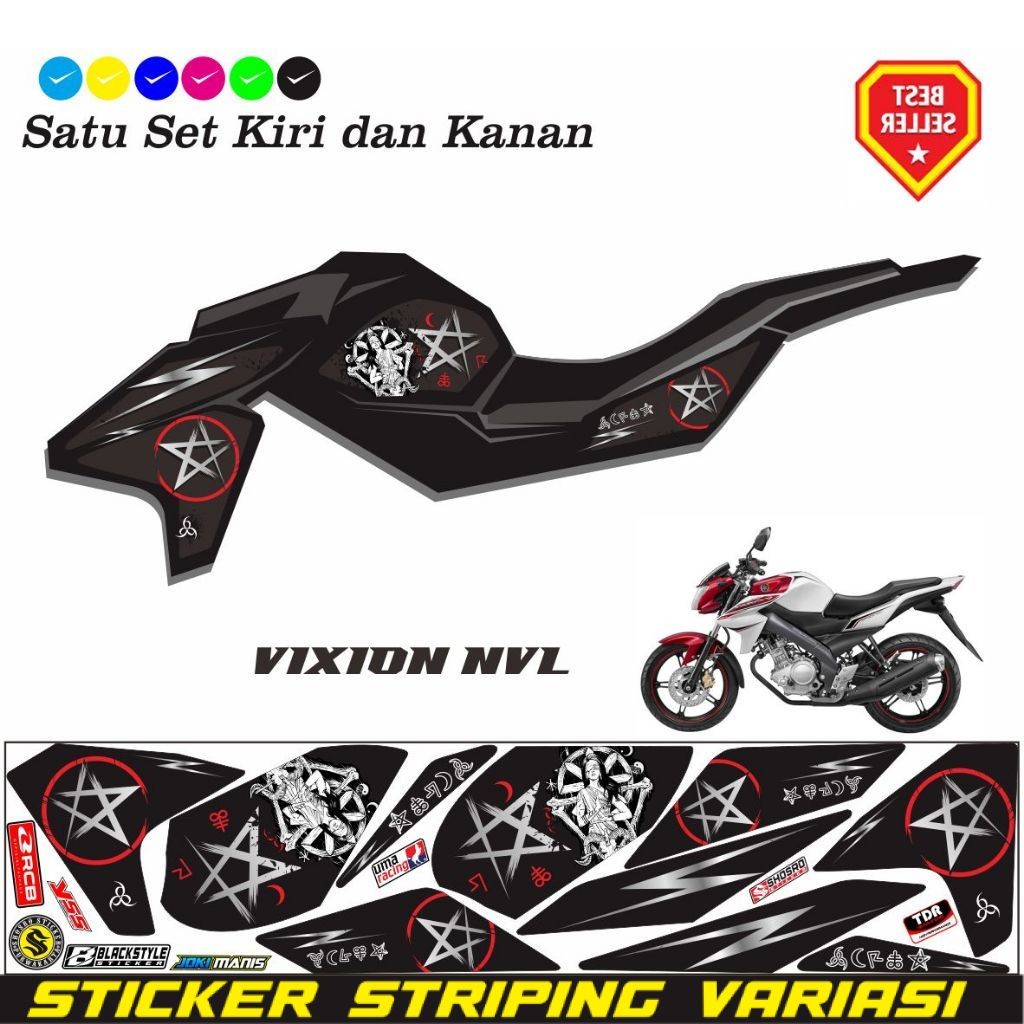STIKER MOTOR VARIASI MOTIF BINTANG / POLET LIS VIXION 150 NVL STIKER LIS MOTOR