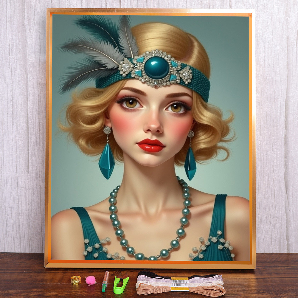 

Portrait Girl Printed Canvas Cross-Stitch Full Kit DIY Embroidery Handmade Knitting Craft Painting For Adults Needle Different