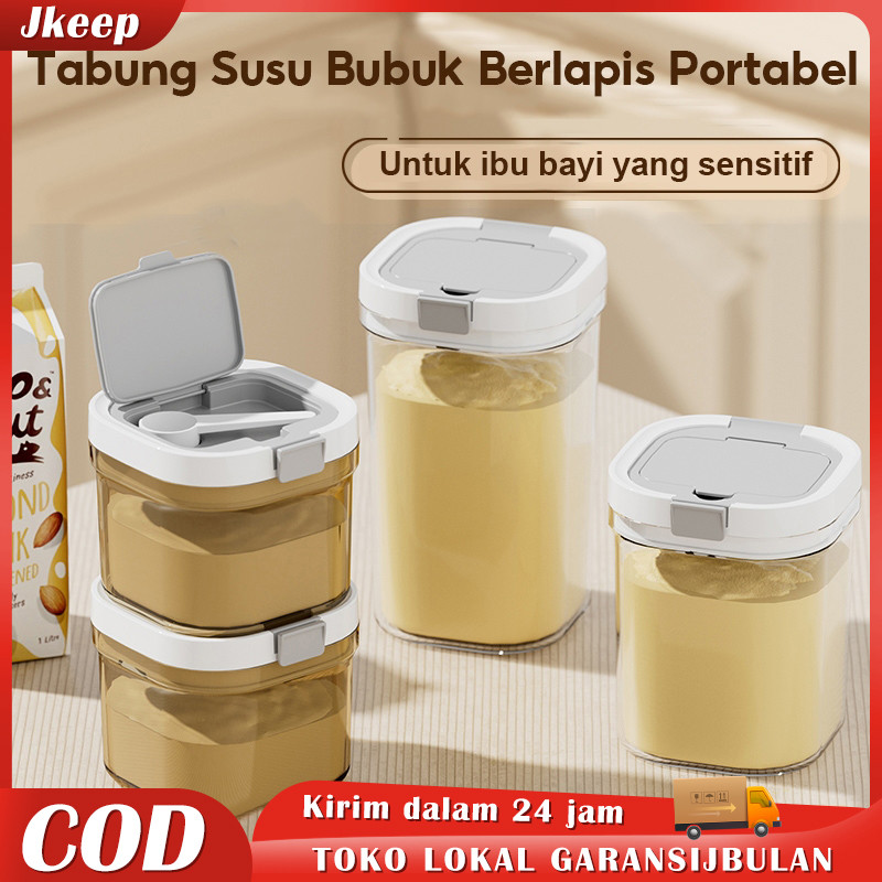 Jkeep Tempat Susu Bubuk Bayi Susu formula 2400ML=1KG  Wadah Susu Toples Makanan Vacuum Sealed Box Ko