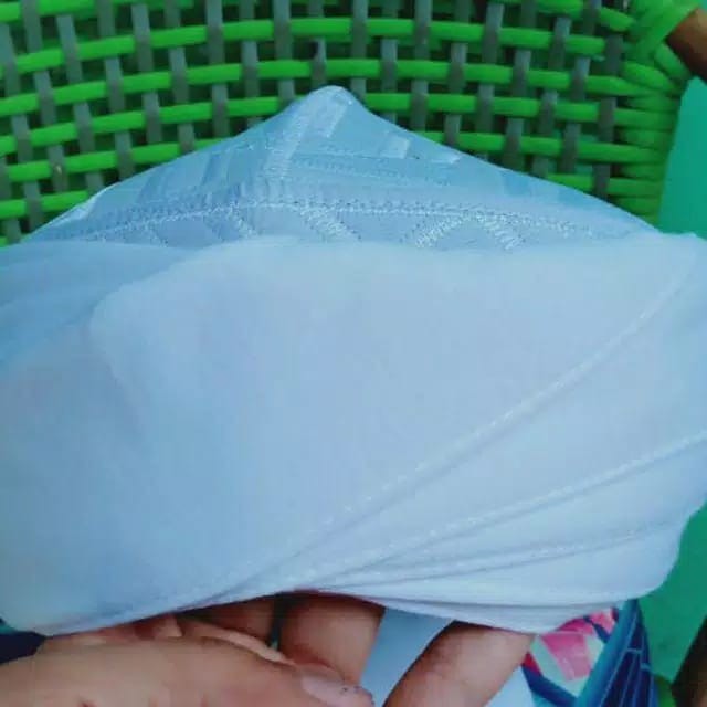 Peci Sorban Imamah Permanen Polos | Peci Premium | PUTIH HITAM HIJAU - Putih 0503