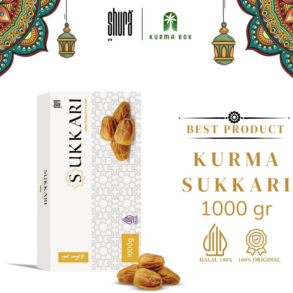 

Shura Sukkari King Dates Asli 100% Kurma Sukkari Kemasan Box 1kg