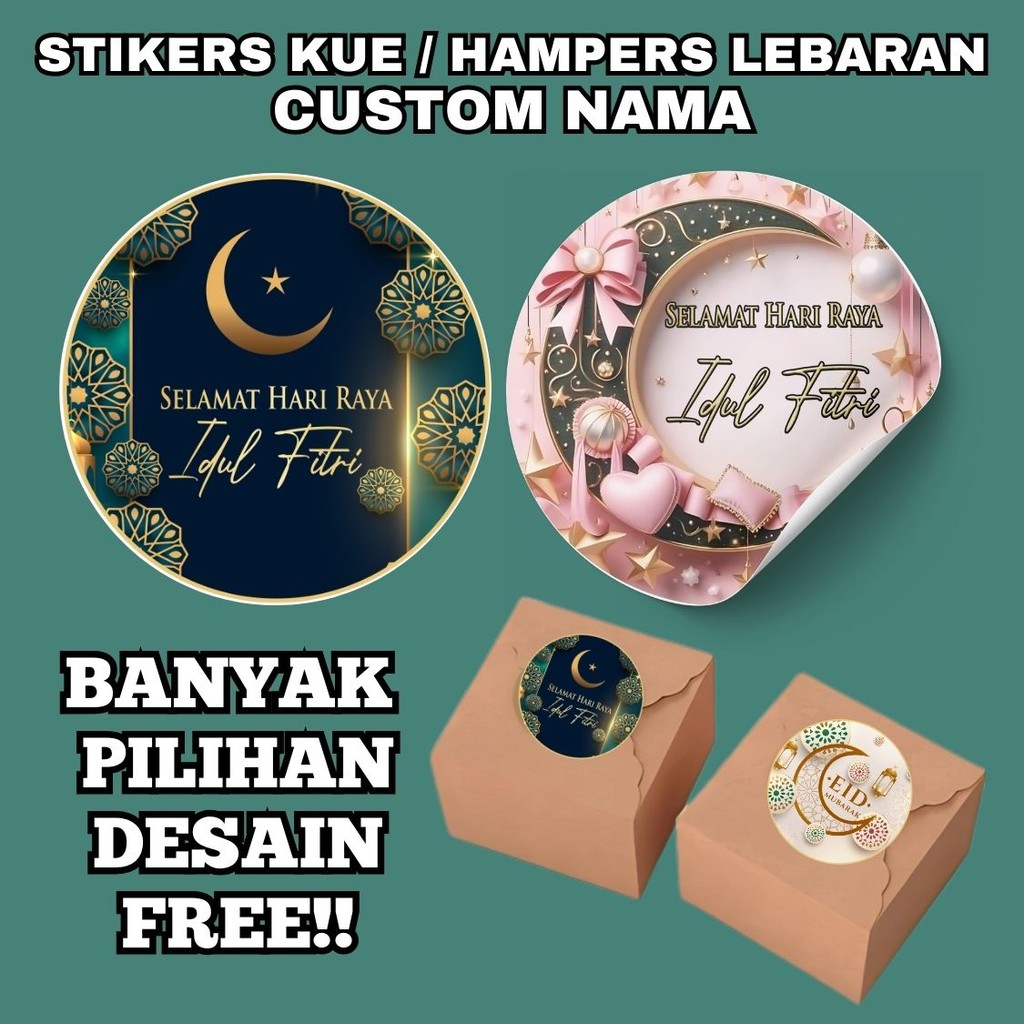 

1 Hari Jadi Stiker Bulat Lebaran Idul Fitri - Label Eid Mubarak - Sticker Parcel Kue Lebaran Custom