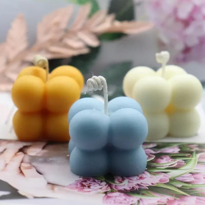 

Christmas Decoration 3D Cube Candle Mold Aromatherapy Cube Wax DIY Candle Making Resin Silicone Mold Mini Christmas Cake Molds