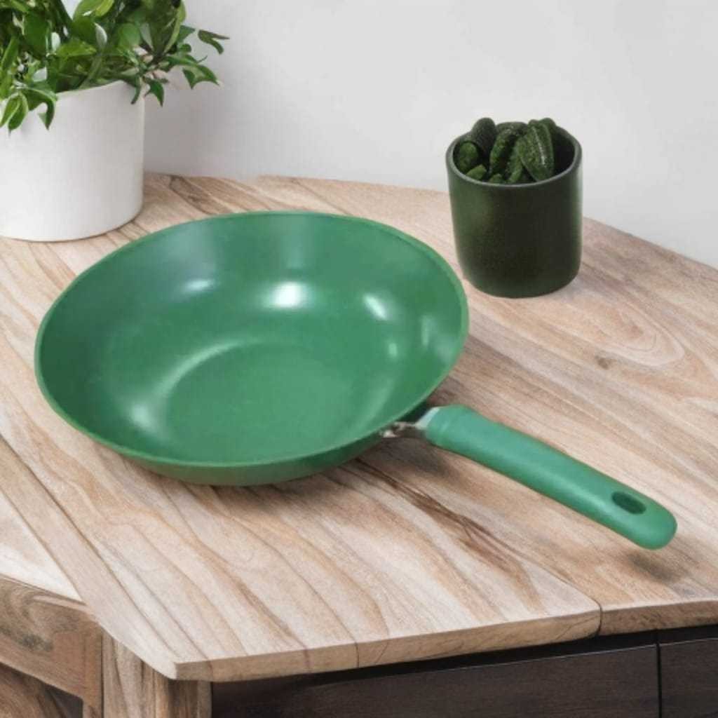 Wajan Marble Warna Hijau 34 cm dengan Gagang Anti Panas / Enamel Frypan