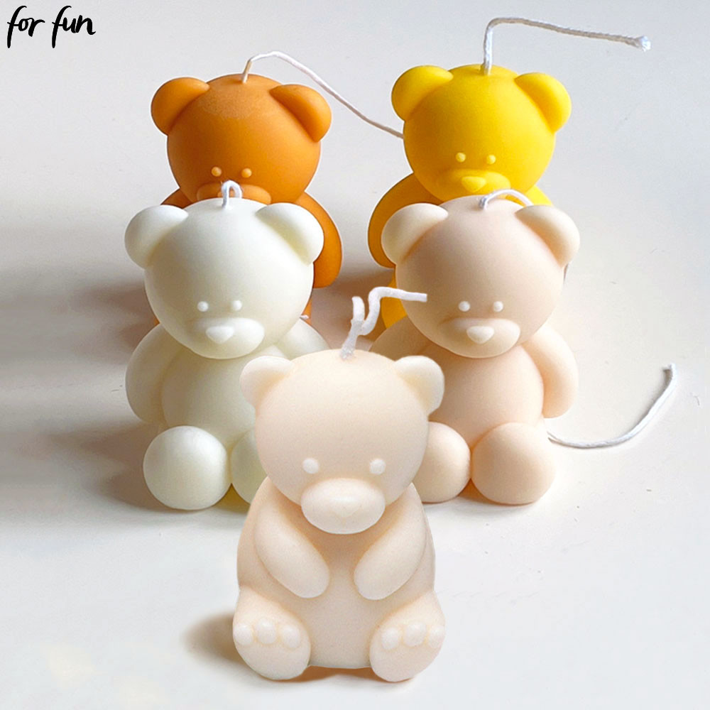 

For fun 3D Cute Cartoon Bear Silicone Candle Mold Diy Handmade Soap Plaster Ice Cube Baking Mold Birthday Party Gift Making Mold