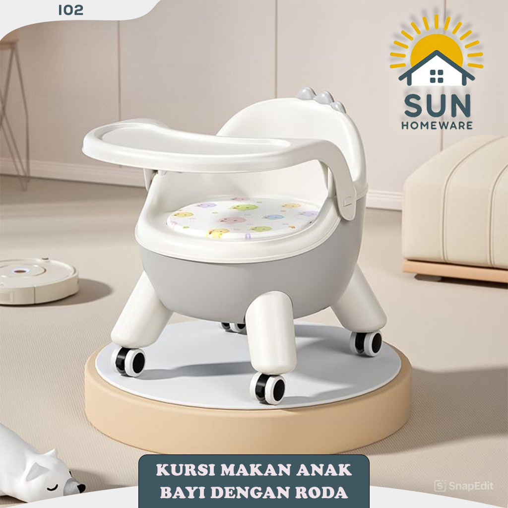 SUN Kursi Makan Anak Bayi Dengan Roda I02/ Baby Chair / BANGKU  / KURSI PLASTIK