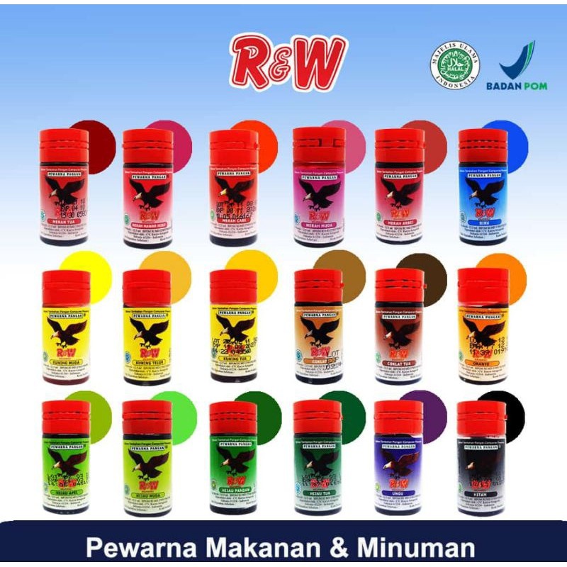 

Pewarna Cair Makanan Dan Minuman R & W Rajawali 12,5ml - FDY