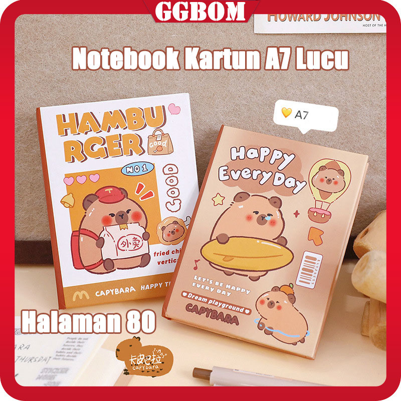 

80 Lembar Notebook A7 Hard Cover /Pocket Book/ Capybara Lucu Buku Hardcover Aesthetic / Buku Diary Mini Portable Kantor