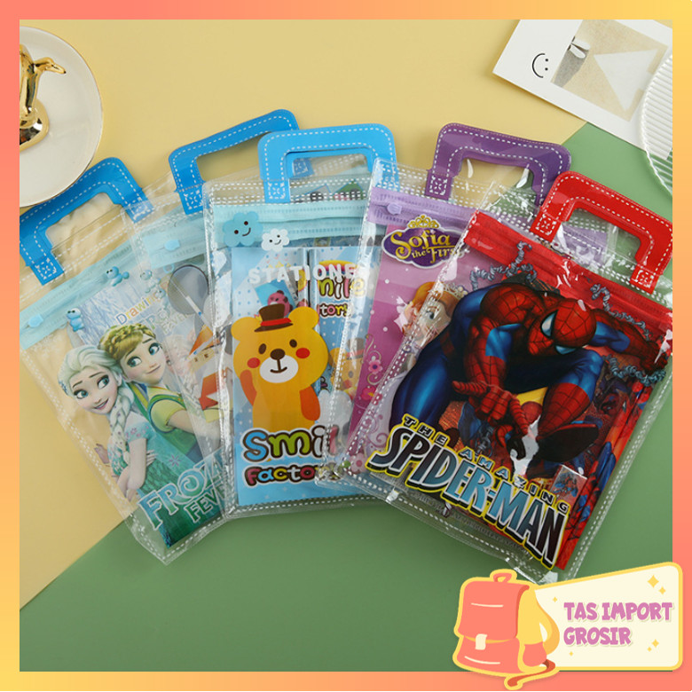 

Tas Import - S6149 Set Alat Tulis 6 in 1 / Stationery Set Motif Karakter / Hampers Souvenir Birthday Anak / Set Mini Pouch Bag Karakter