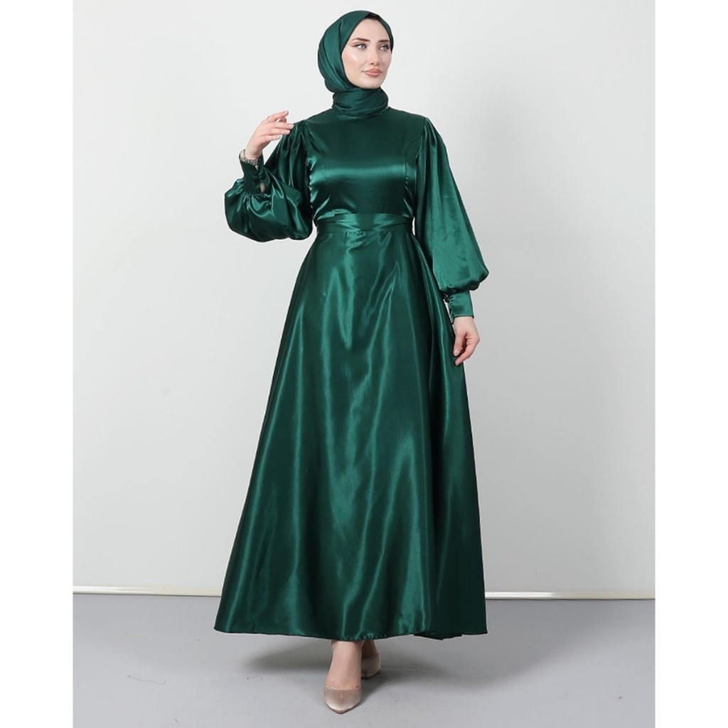 Lebaran Dress Muslim Le Khari Dress Kondangan Satin Premium Gamis Armany Silk Busui Gamis Kondangan 