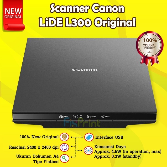 Scanner Canon LiDE L300 Flatbed CanoScan A4 LiDe 300 Garansi Resmi Ori