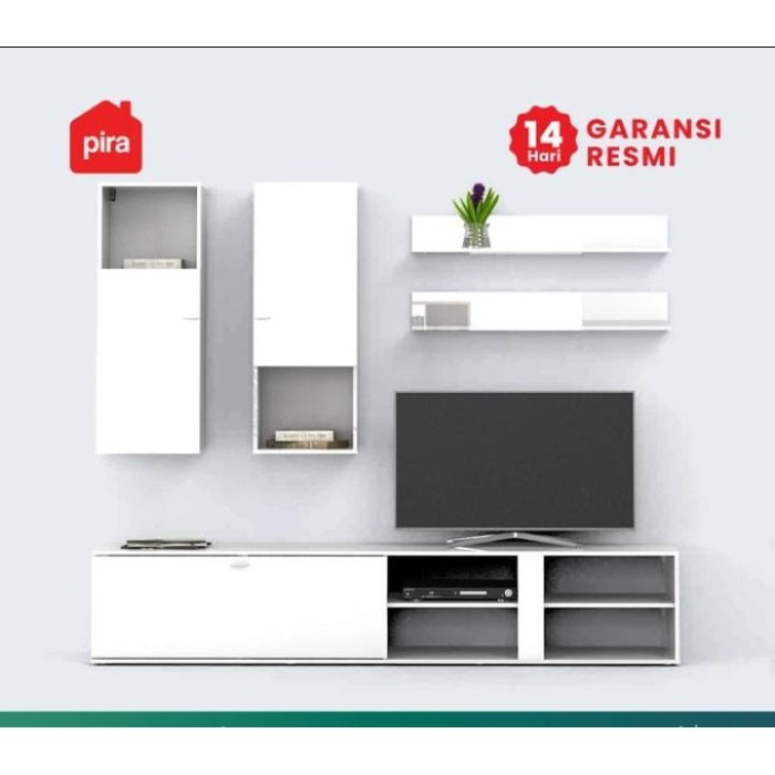 PIRA BAVARIAN - URANUS WU GL Rak Dinding / Rak TV White Glossy