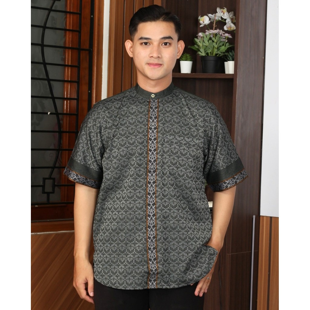 Salman - Kemeja Baju Koko Songket PDK Premium Pria Dewasa Bordir Lengan Pendek - Koko Bilal AR 18