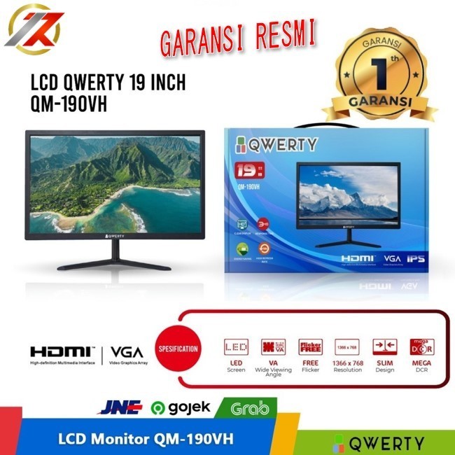 MONITOR QWERTY LED QM-19VH 19 inch LCD HDMI VGA 3ms DISPLAY IPS 75Hz