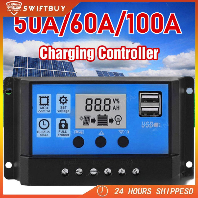 Solar Charge Controller LCD LED Display Solar PWM 12V/24V 50A 60A USB Panel Surya Charge Cell PWM /c