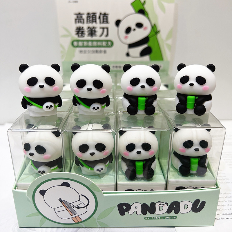 

Cute Panda Pencil Sharpener Silicone Cartoon Single Hole Pencil Cutter Korean Stationery for School Kids Gifts Office Supplies
