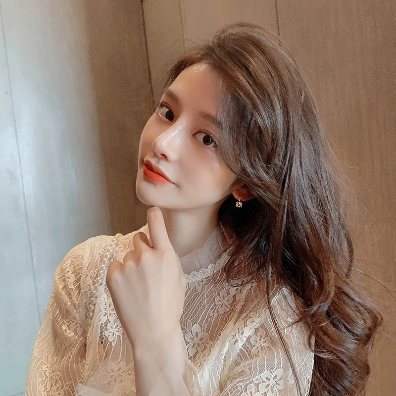 GaloreaS925 Silver Stitch Compact Earrings Exquisite Block Earrings Female Niche High-end Earrings