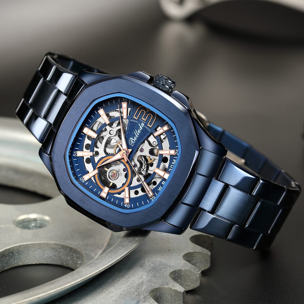 Big Sale  Jam Tangan Pria Automatic Belleda 9633 Rantai Stainless Steel  Jam Tangan Anti Air