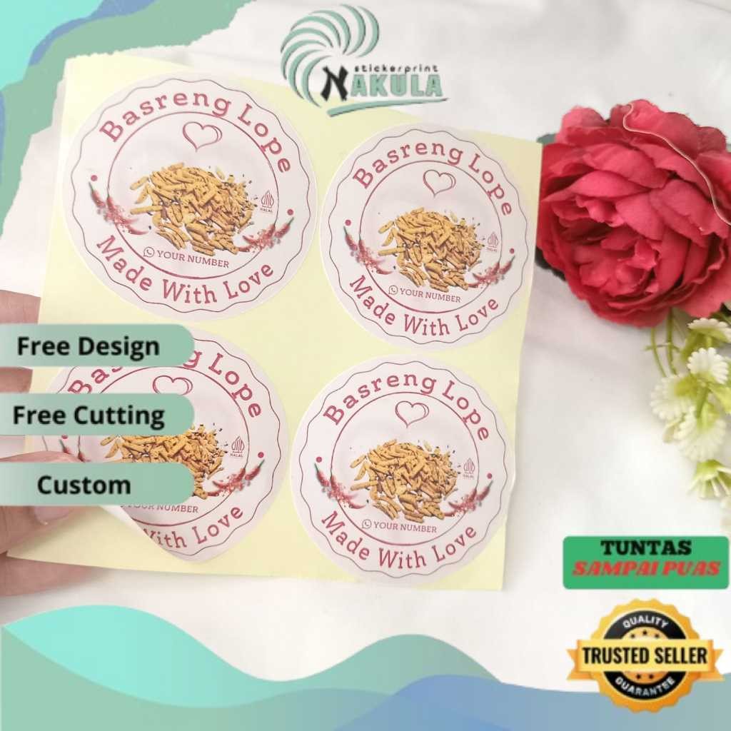 

NKL Sticker Print Label Makanan Cemilan Basreng Bentuk Bulat Free Desain Stiker Custom Nama