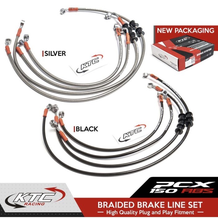 PRS99 Selang Rem KTC SET Depan Belakang PCX 150-160 ADV 150 ABS CBS Original - Biru, HELL ABS