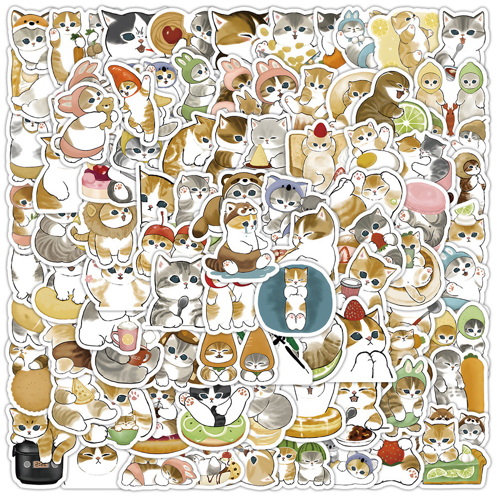 

100PCS Winter Cat Life Sticker Aesthetic PVC Japanese Decoration Children's Stationery Scrapbooking School Supplies