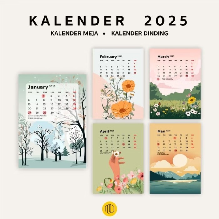 

Andma Kalender 2025 Dinding Meja Tema Musim Cuaca Aesthetic - Meja