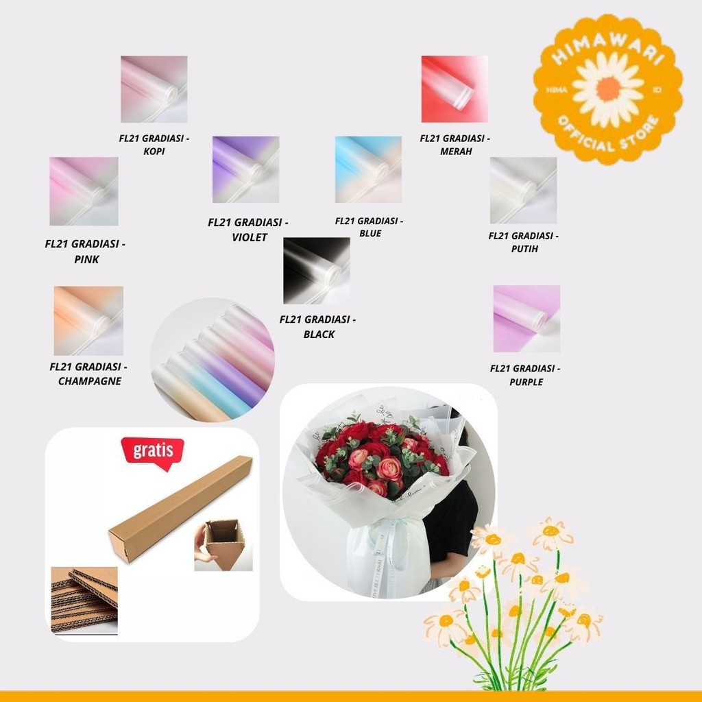 

HIMA - (5 LEMBAR) - FL21 GRADIASI Kertas Bunga Paper Buket Motif Gradiasi Double Line Florist Cellophane - GROSIR