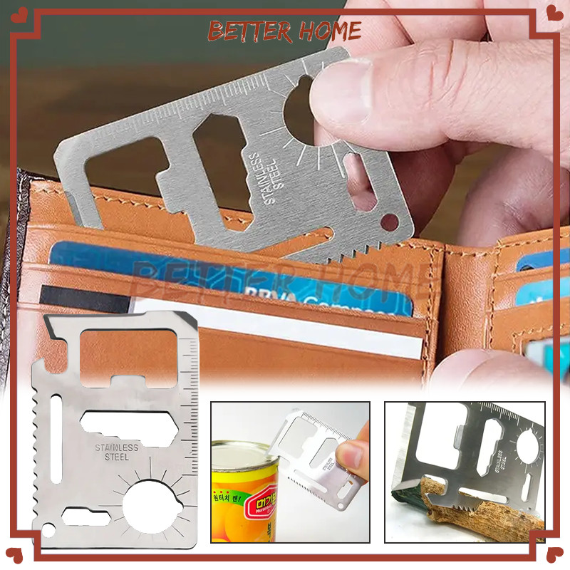 Kit Tool Card Survival Kartu 11 FUNGSI Kunci Pas Stainless Steel Bilah