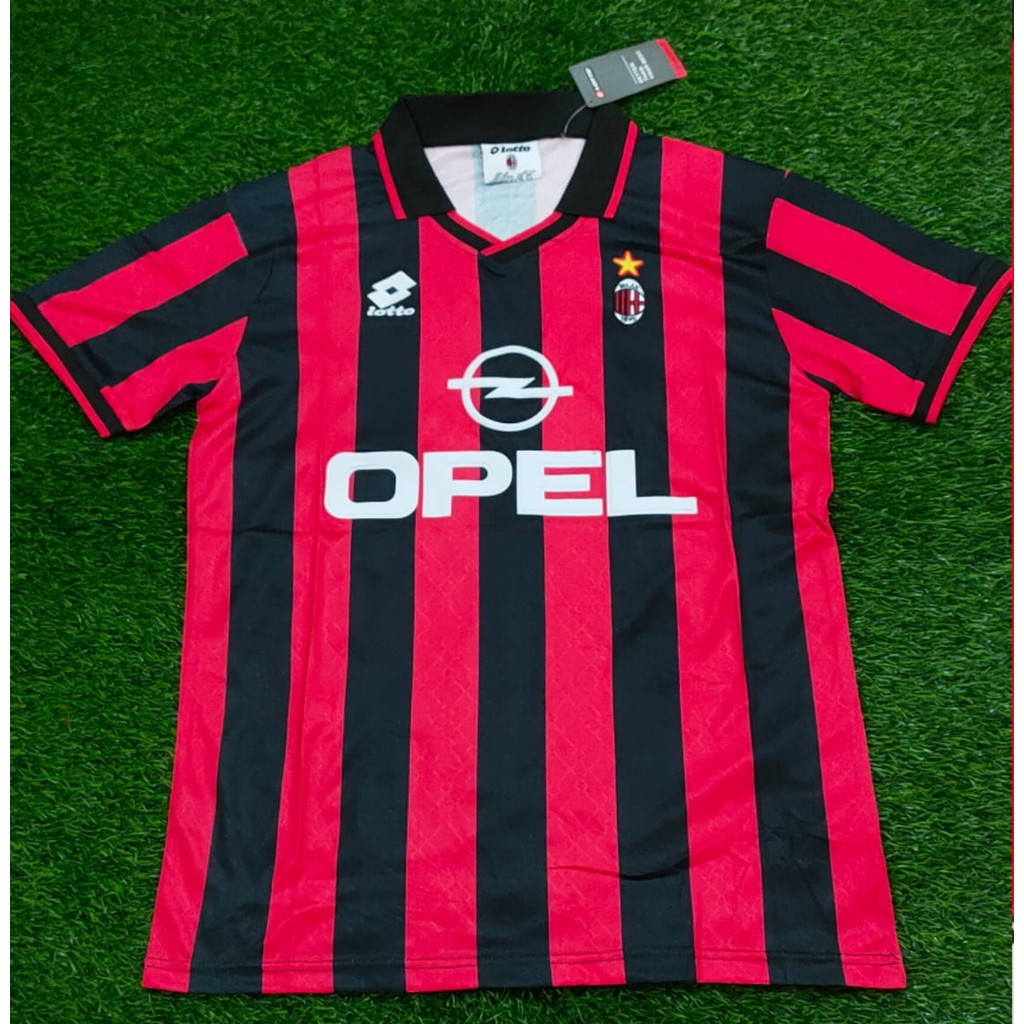 JERSEY BAJU BOLA RETRO VINTAGE MILAN HOME OPEL 1995/1996