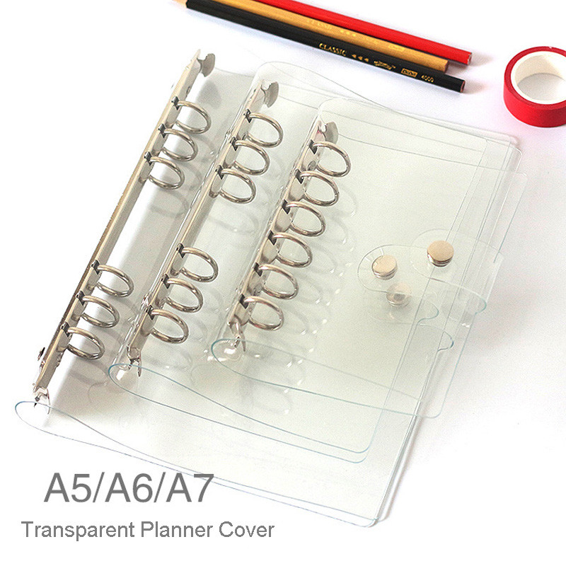 

A5/A6/A7 PVC Spiral Cover Notebook Accessory Sheet Shell Office School Stationery Transparent 6 Holes Binder Planner Cover