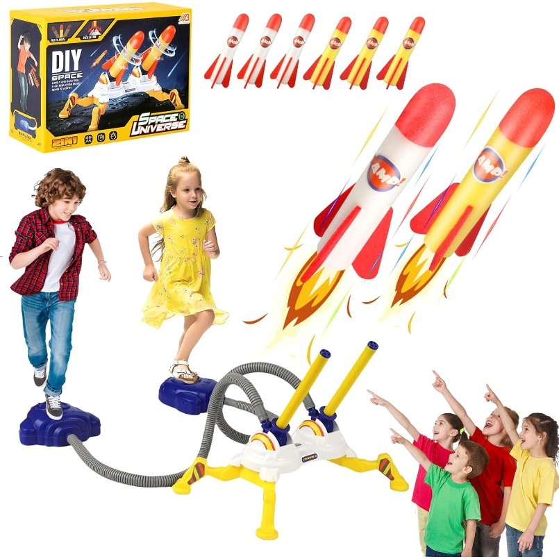 Mainan Roket Peluncur Angin Astronot Luar Angkasa Glowing Canon Rocket LED / Roket Terbang Menginjak