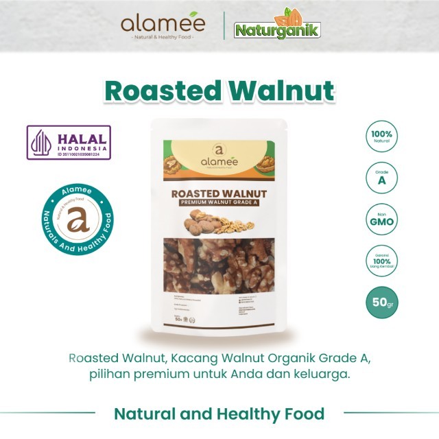 

ALAMEE Roasted Walnut Kacang Otak Panggang Premium Renyah Organik Fresh 50 gram Naturganik