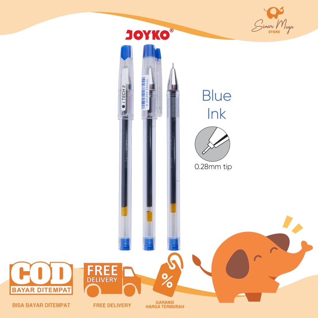 

Joyko Gel Pen GP-266 I Tech 2 0.28mm (Blue) / Pulpen Gel Warna Biru Murah Berkualitas