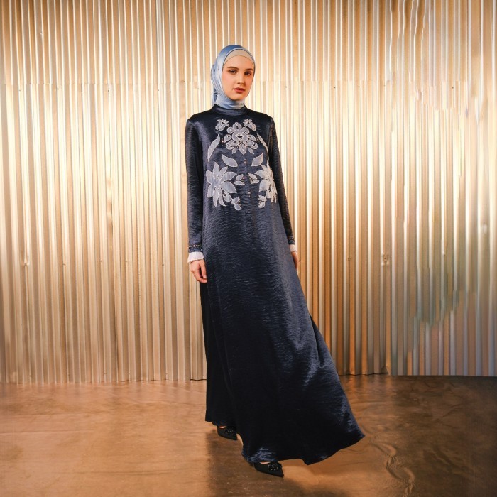 Shafira - Dolores Dress | Gamis Panjang Muslim Wanita | Navy - L
