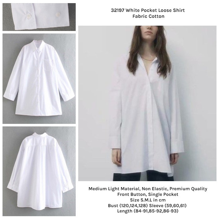 Kemeja Putih Oversize Atasan Wanita Big Size Blouse Putih Jumbo