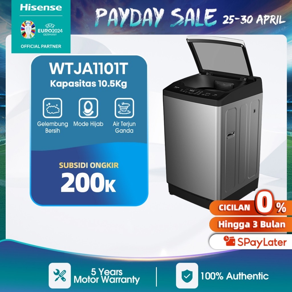 Hisense Mesin Cuci 1 Tabung Top Loading 10.5KG Washing Machine WTJA1101T【Bubble Clean】【Air Dry】【Smar