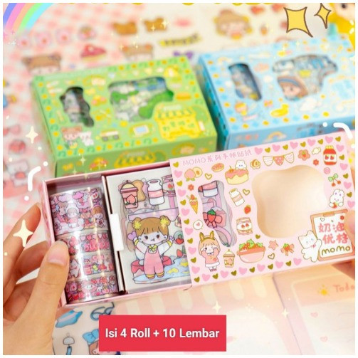 

{syafastore} Sticker Lucu Momo Roll Korea Style Tahan Air Dekorasi Kotak Bekal Botol Anak