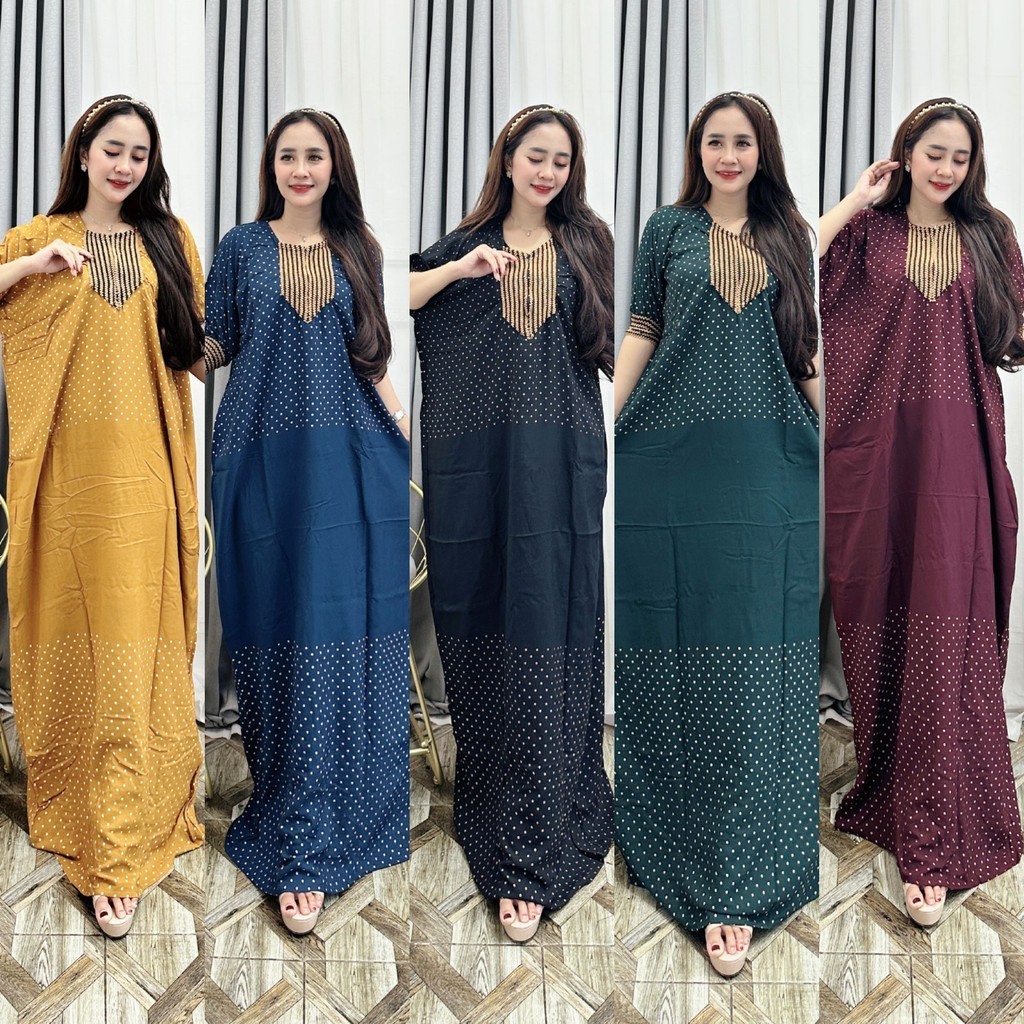 Kaftan Polka Jumbo LD 140 Kaftan renda arab Rayon Premium Gamis Kaftan Jumbo Best Seller 2023