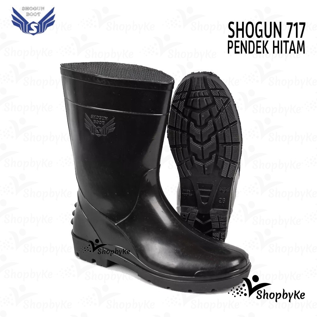 TERLARIS Sepatu Boot Karet Pendek SHOGUN 717 HITAM  / Sepatu Boots Karet APD Pendek Pria Pertanian P
