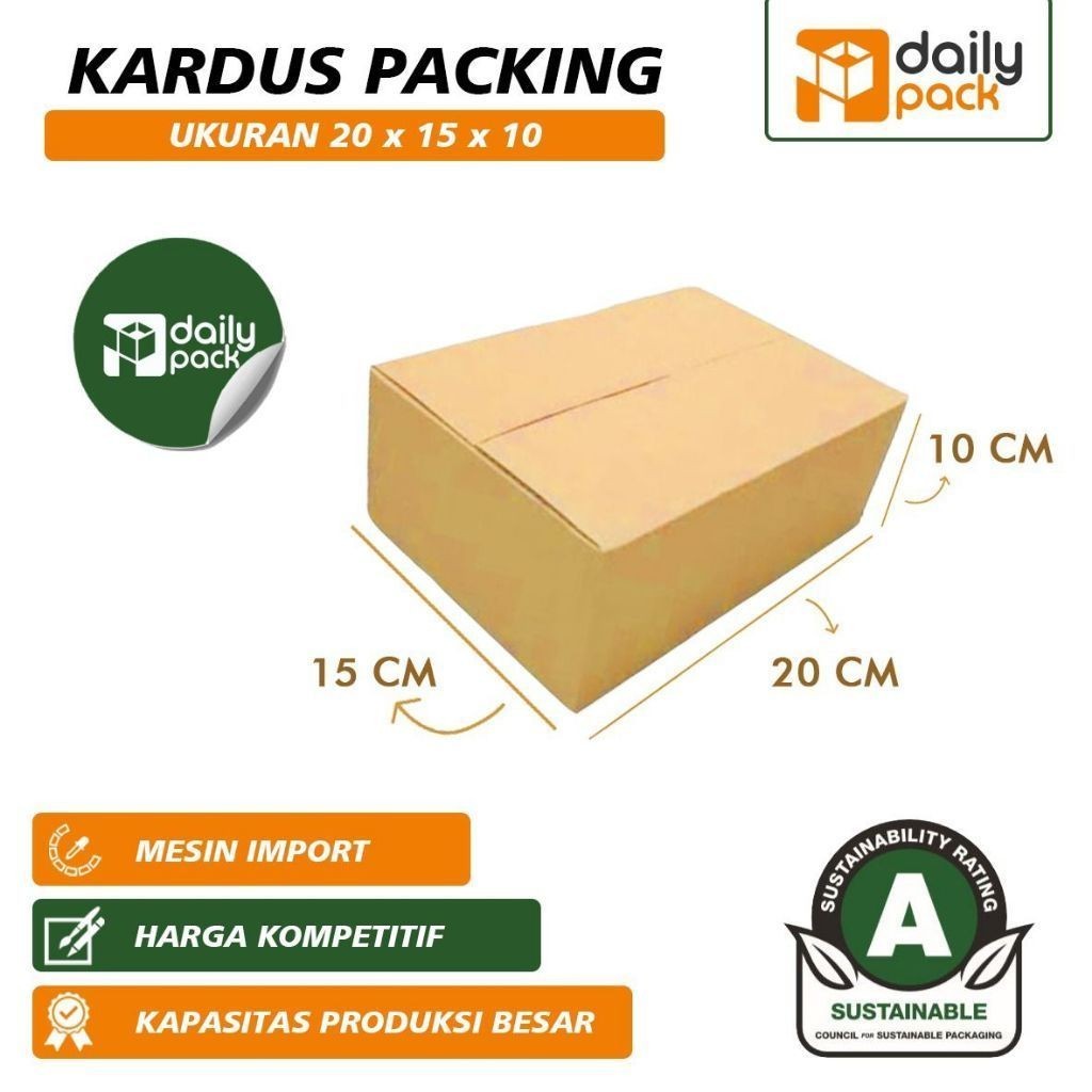 

Kardus Dus Packing Polos Box Ukuran 20x15x10