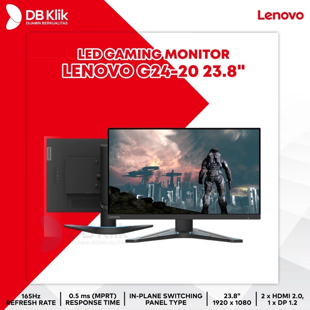 LED Monitor Gaming LENOVO G24-20 23.8" IPS 165Hz FHD HDMI DP - G24 20