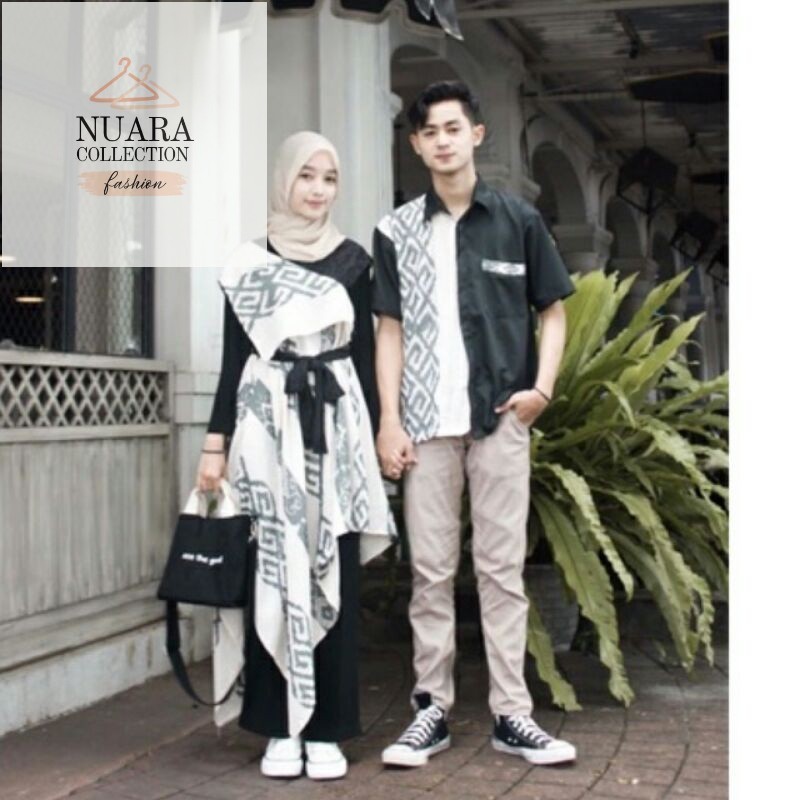 Baju Tenun Couple Baju Kondangan Dress Ivory Set Couple