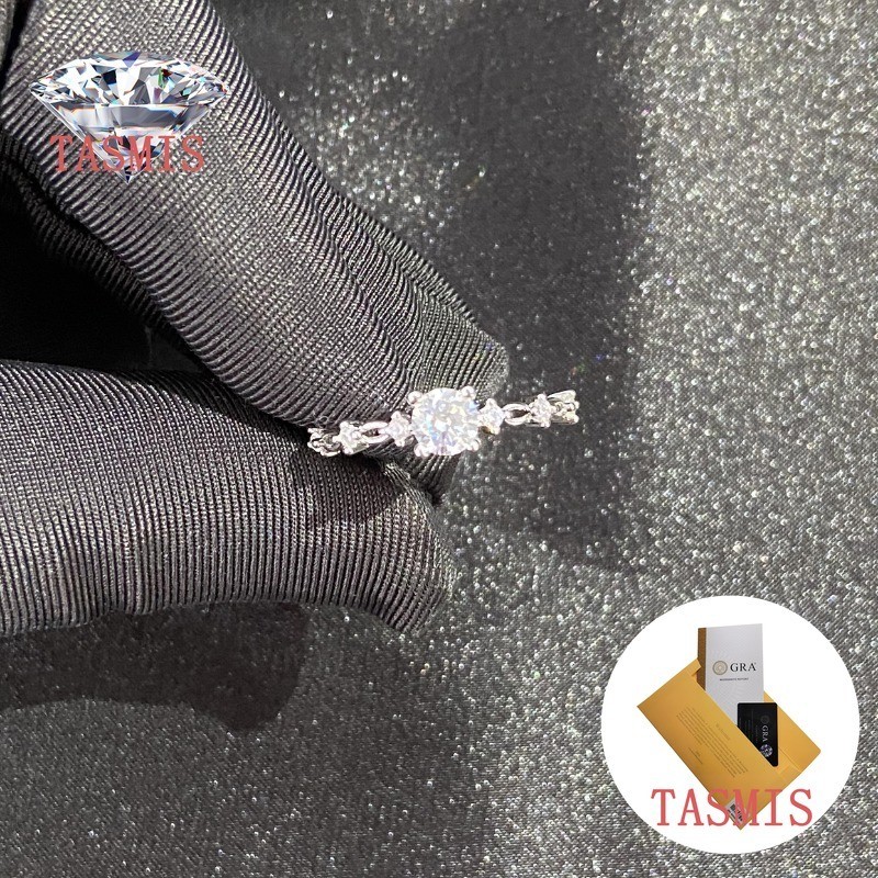 TASMIS Cincin Wanita Moissanite Berlian Imitasi Pt950