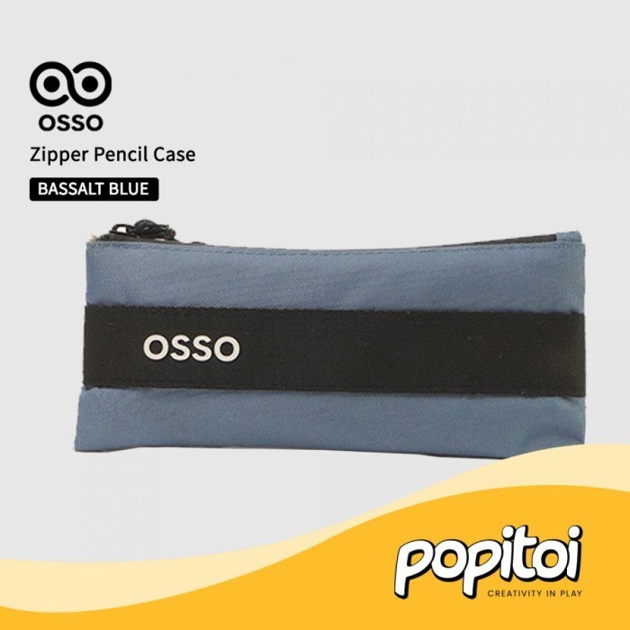 

OSSO Logo Zipper Pencil Case Tempat Kotak Pensil - BASSALT-BLUE