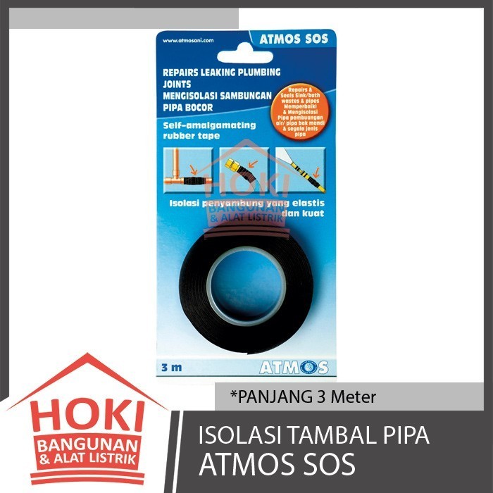 

ISOLASI TAMBAL PIPA / SELANG BOCOR ATMOS SOS 3 Meter - Plaster Penambal Tahan Panas Repair Rubber Tape Sealant