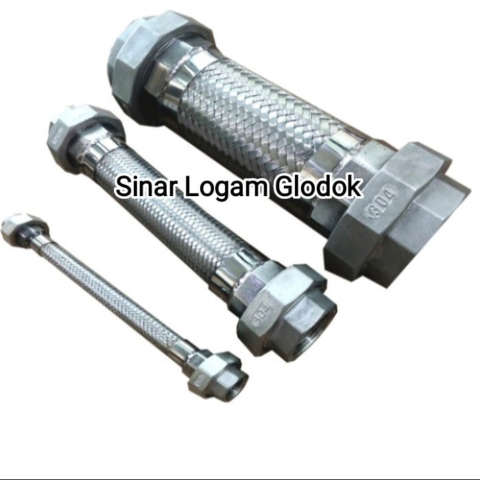 flexible fleksibel metal hose 1/2" x 1 meter wm ss 304