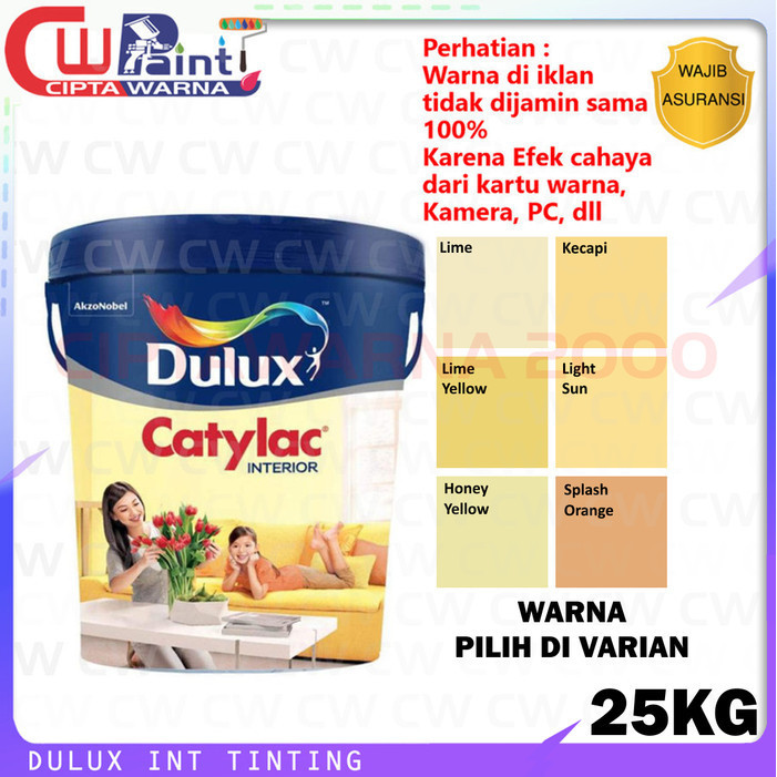 Dulux Catylac Tinting Cat Dinding Tembok Interior Kuning Orange 25 Kg